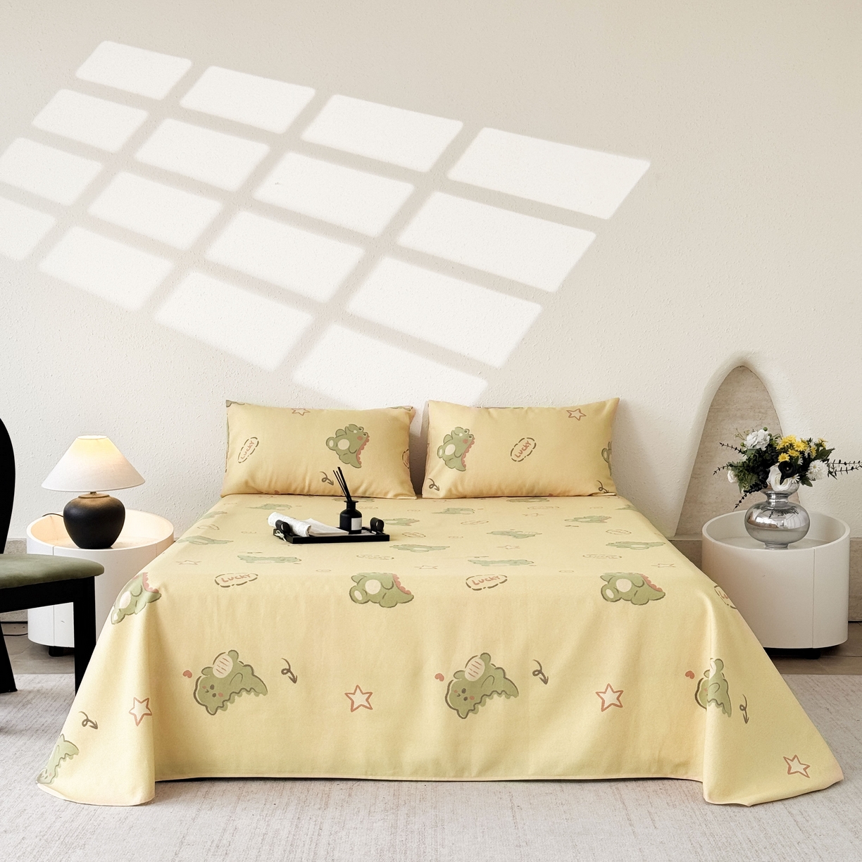 遇安家纺 2026年新款原棉老粗布凉席三件套 龙宝