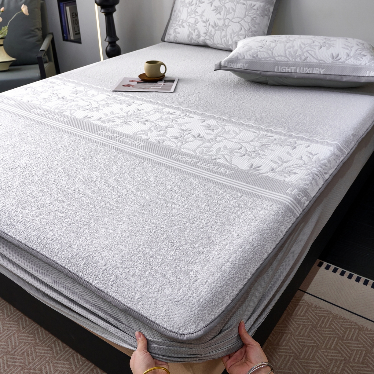 91家纺网 家纺一手货源 找家纺 （总）雅诗帛 2026新款提花PE凉感冰丝席三件套