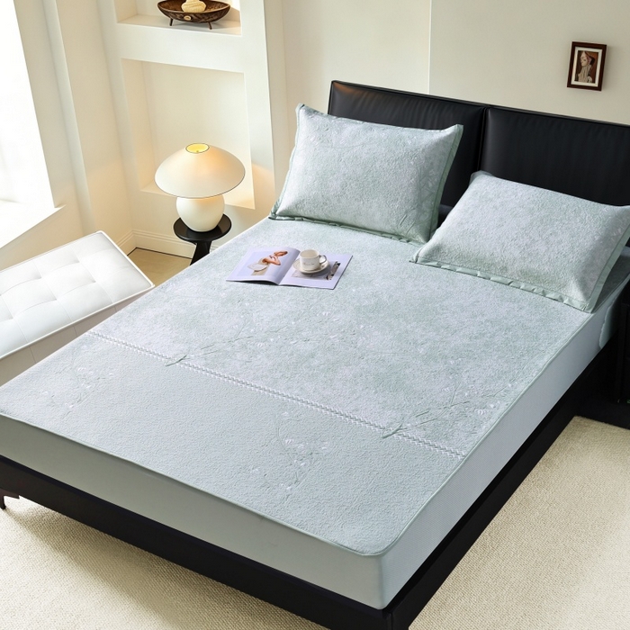 91家纺网 家纺一手货源 找家纺 （总）雅诗帛 2026新款提花PE凉感冰丝席三件套