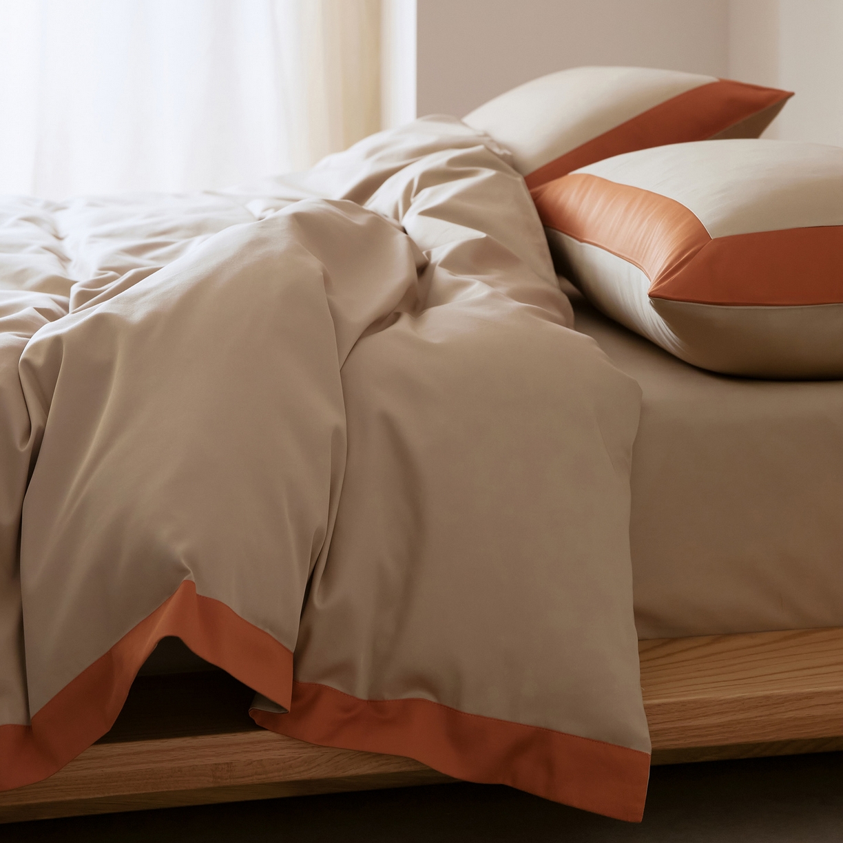 91家纺网 家纺一手货源 找家纺 EH家居 2026新款轻奢长绒棉全棉纯棉四件套--流金岁月 流金-暖橙