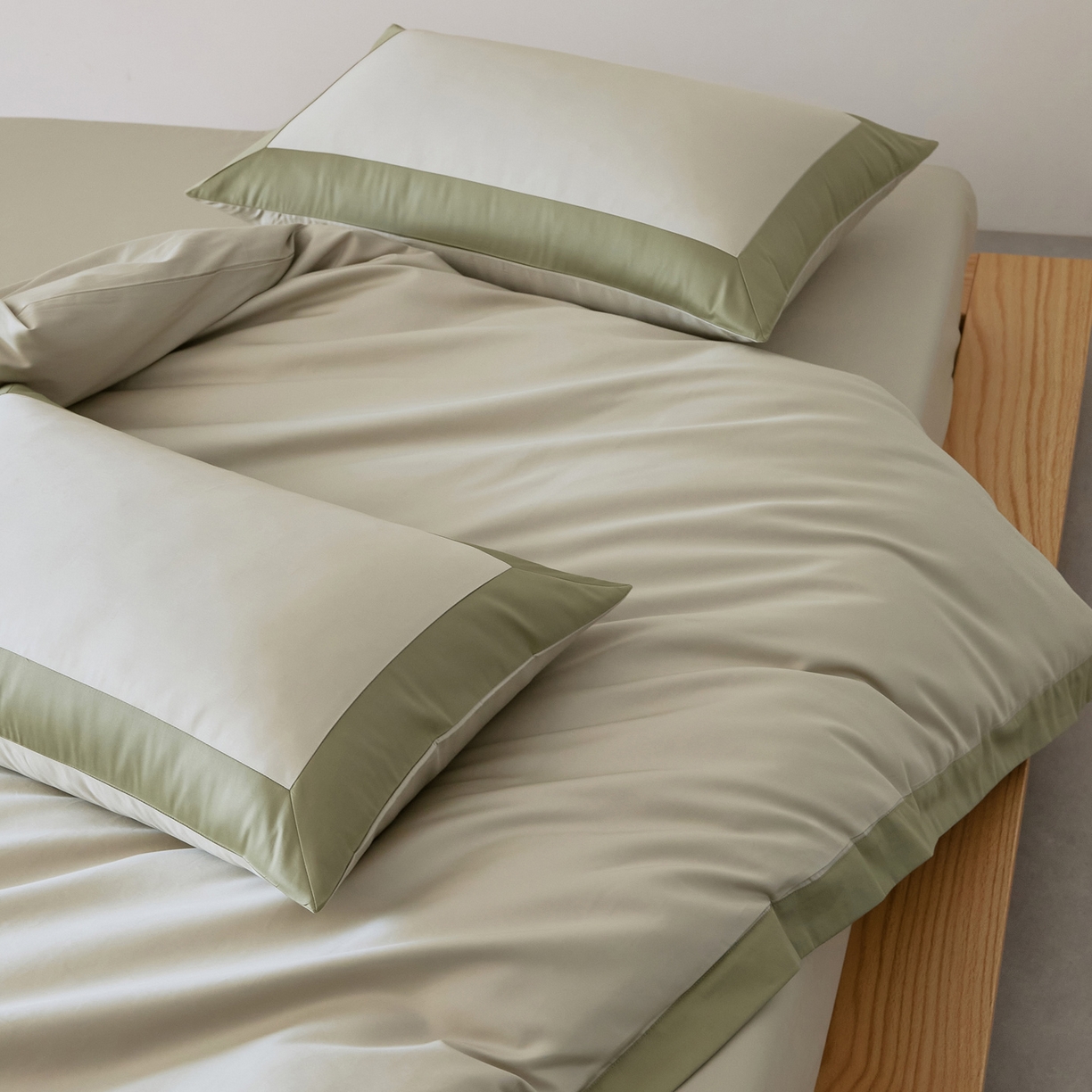 91家纺网 家纺一手货源 找家纺 EH家居 2026新款轻奢长绒棉全棉纯棉四件套--流金岁月 流金-柔青色