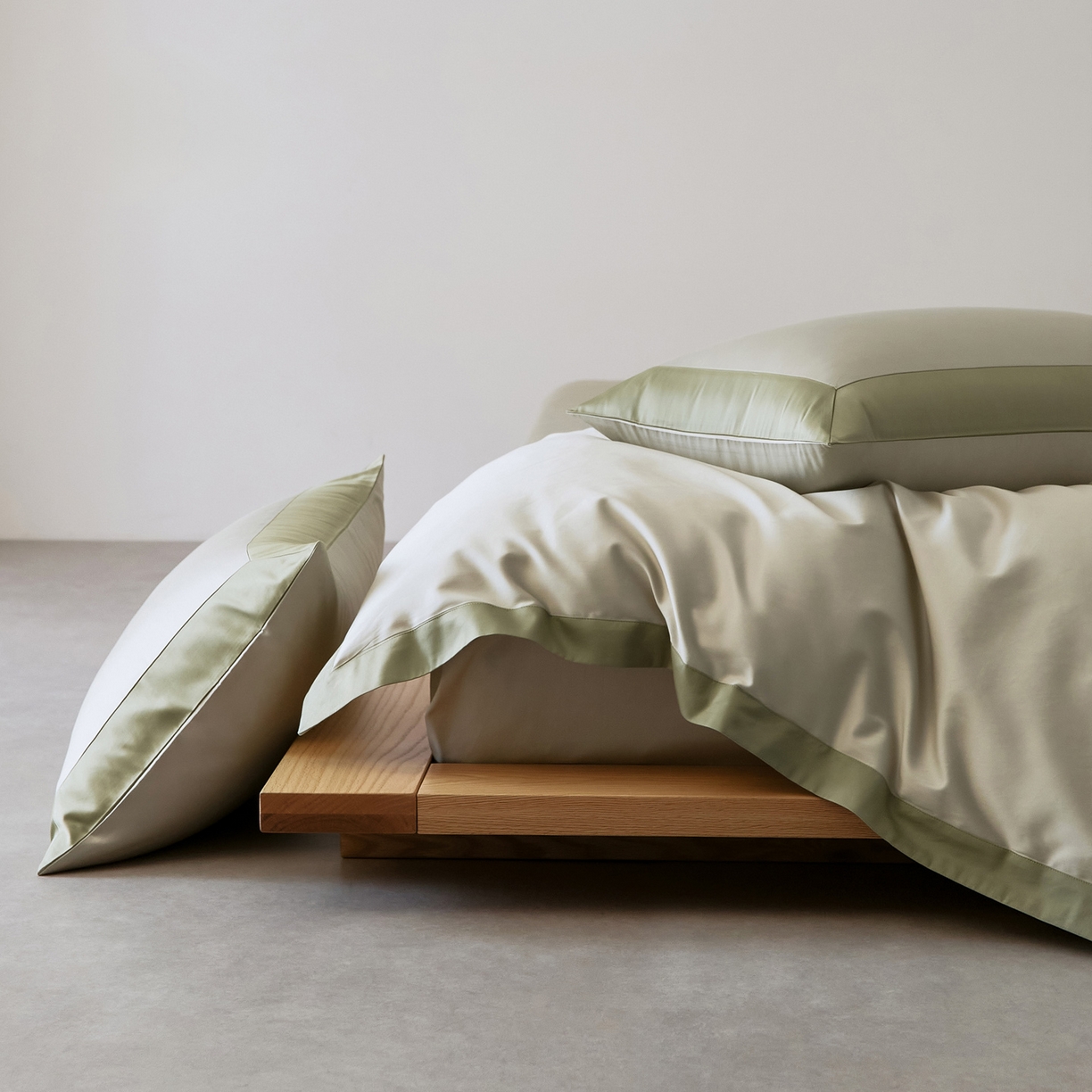 91家纺网 家纺一手货源 找家纺 EH家居 2026新款轻奢长绒棉全棉纯棉四件套--流金岁月 流金-柔青色