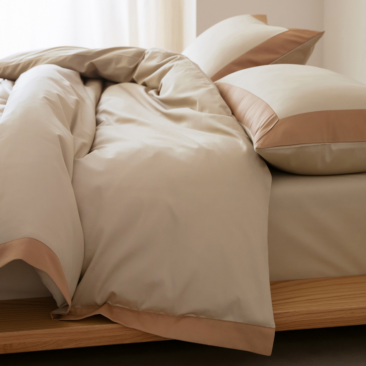 91家纺网 家纺一手货源 找家纺 EH家居 2026新款轻奢长绒棉全棉纯棉四件套--流金岁月 流金-香槟杏