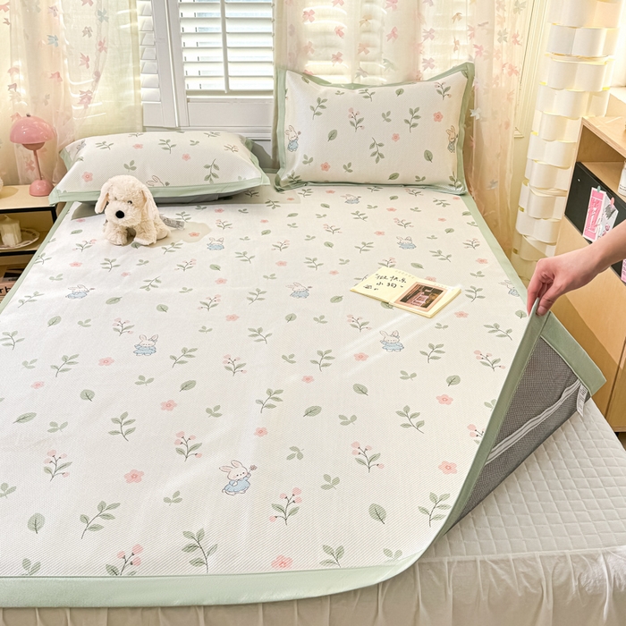 91家纺网 家纺一手货源 找家纺 川悦生活 2026新款时尚数码印花冰藤席 春田蜜兔