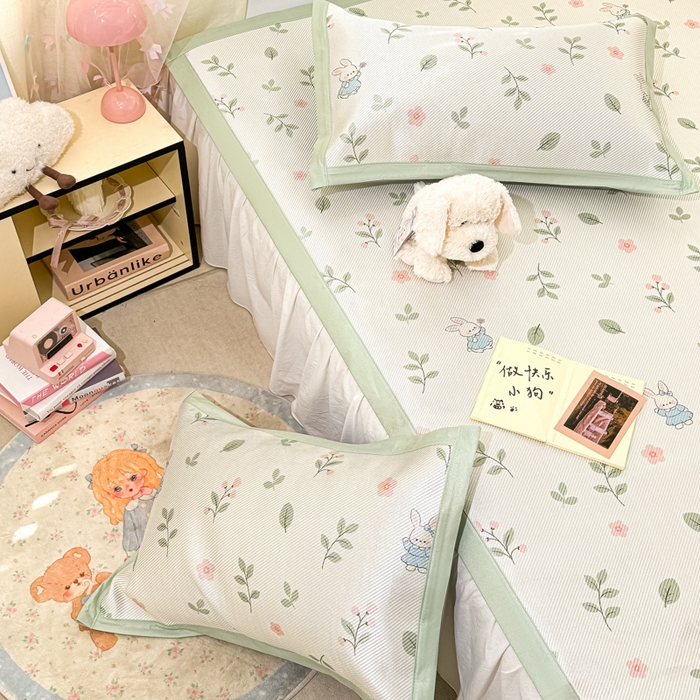 91家纺网 家纺一手货源 找家纺 川悦生活 2026新款时尚数码印花冰藤席 春田蜜兔