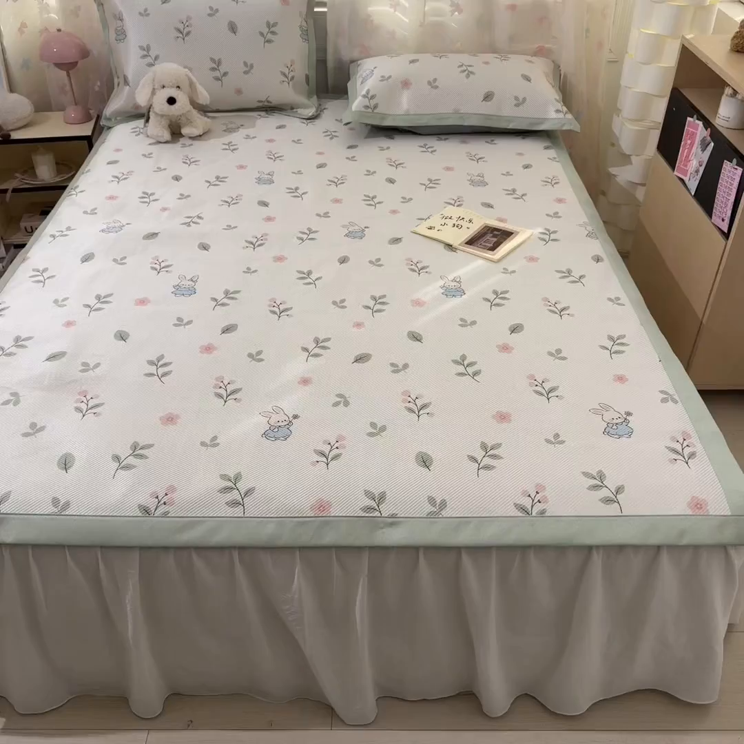 91家纺网 家纺一手货源 找家纺 川悦生活 2026新款时尚数码印花冰藤席 春田蜜兔