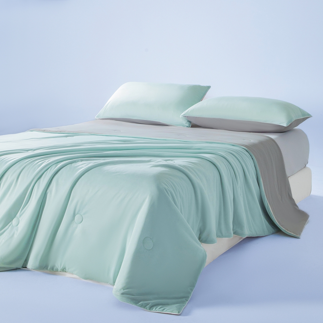 91家纺网 家纺一手货源 找家纺 寐眠 2026新款凉感纯色双拼夏被夏凉被空调被-风格一 冰柠汽水