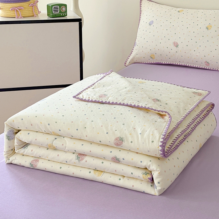 91家纺网 家纺一手货源 找家纺 （总）爱她美家纺 2026新款A类全棉有氧双层纱大豆夏被夏凉被空调被四件套