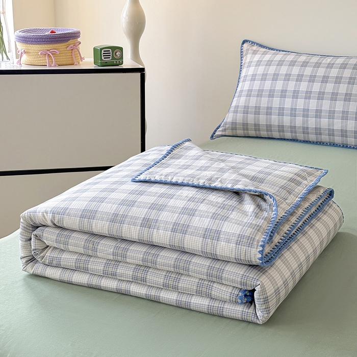 91家纺网 家纺一手货源 找家纺 （总）爱她美家纺 2026新款A类全棉有氧双层纱大豆夏被夏凉被空调被四件套