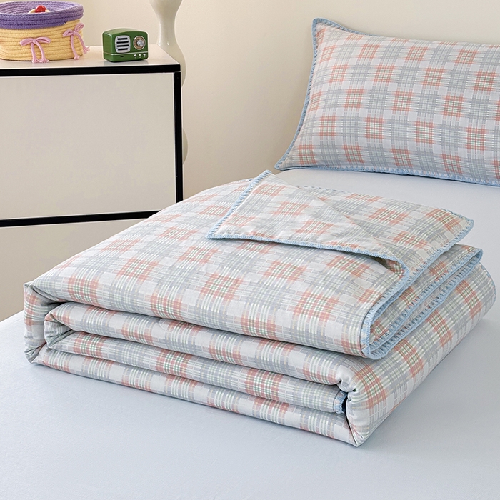 91家纺网 家纺一手货源 找家纺 （总）爱她美家纺 2026新款A类全棉有氧双层纱大豆夏被夏凉被空调被四件套