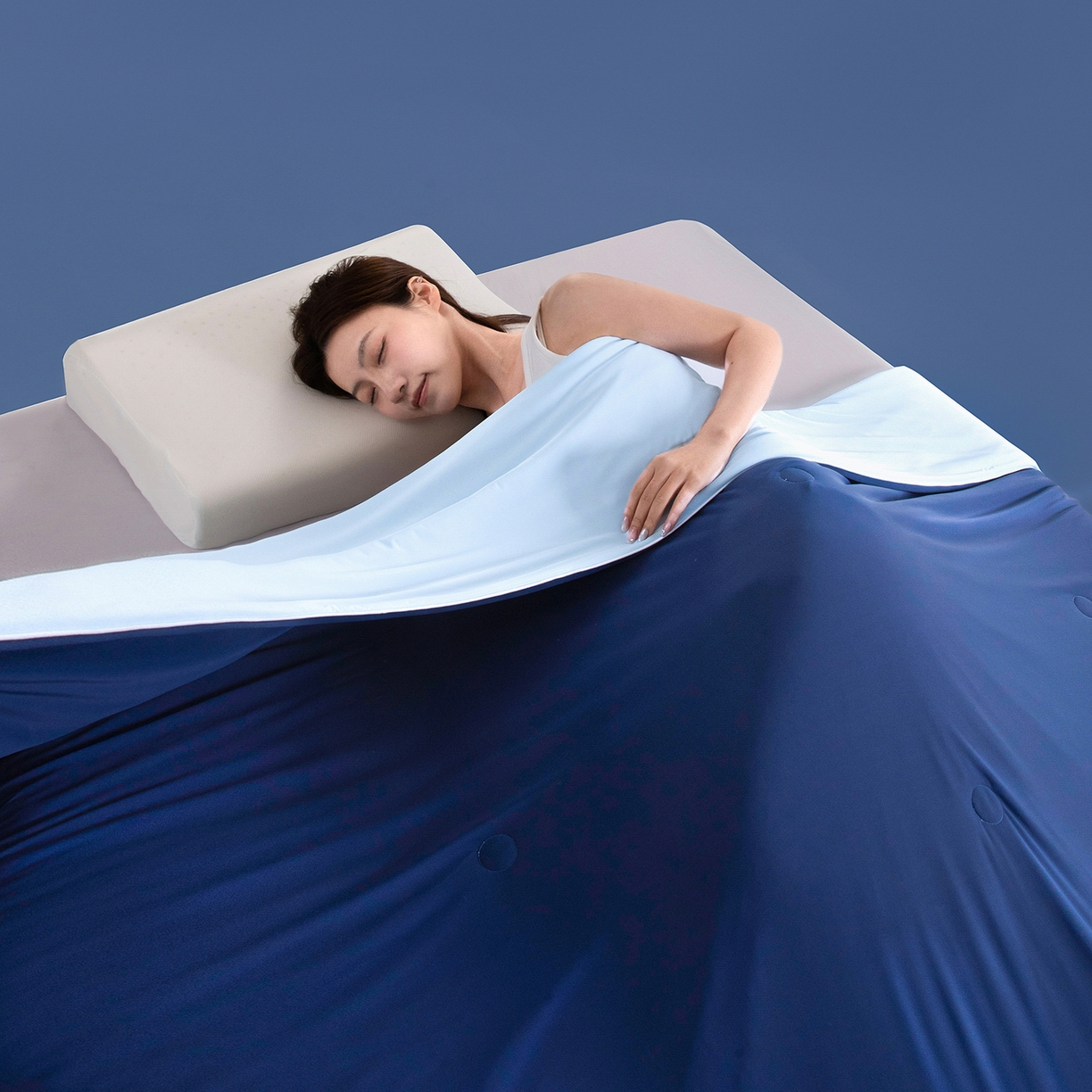 寐眠 2026新款凉感纯色双拼夏被夏凉被空调被-风格一 墨兰冰糯