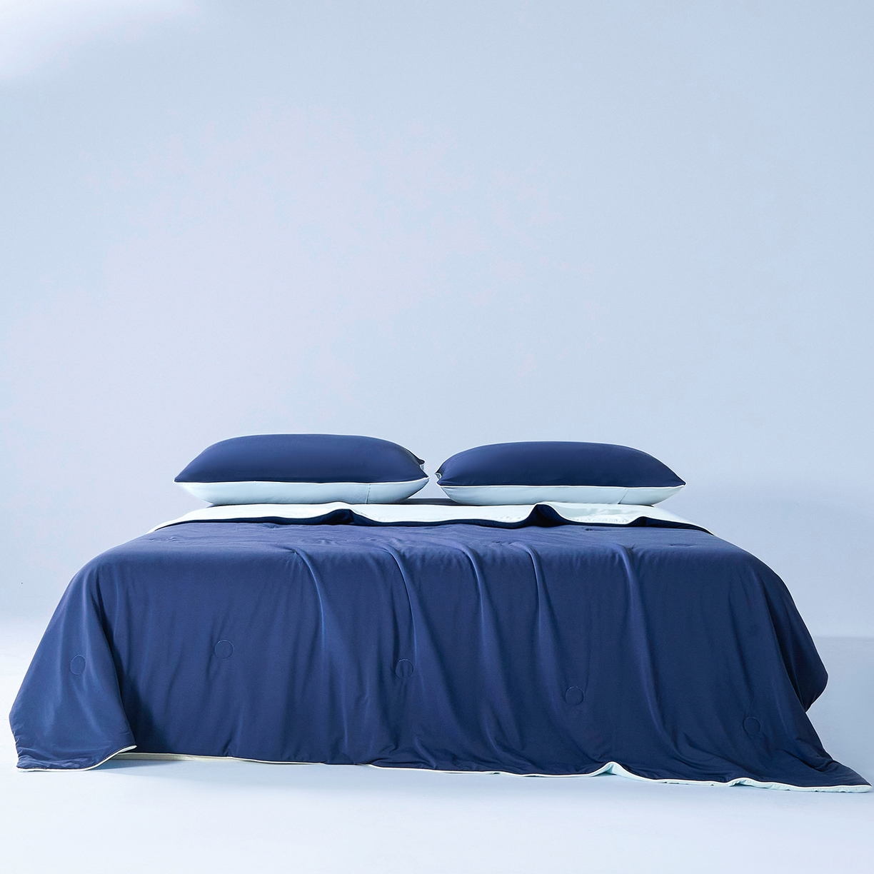 91家纺网 家纺一手货源 找家纺 寐眠 2026新款凉感纯色双拼夏被夏凉被空调被-风格一 墨兰冰糯