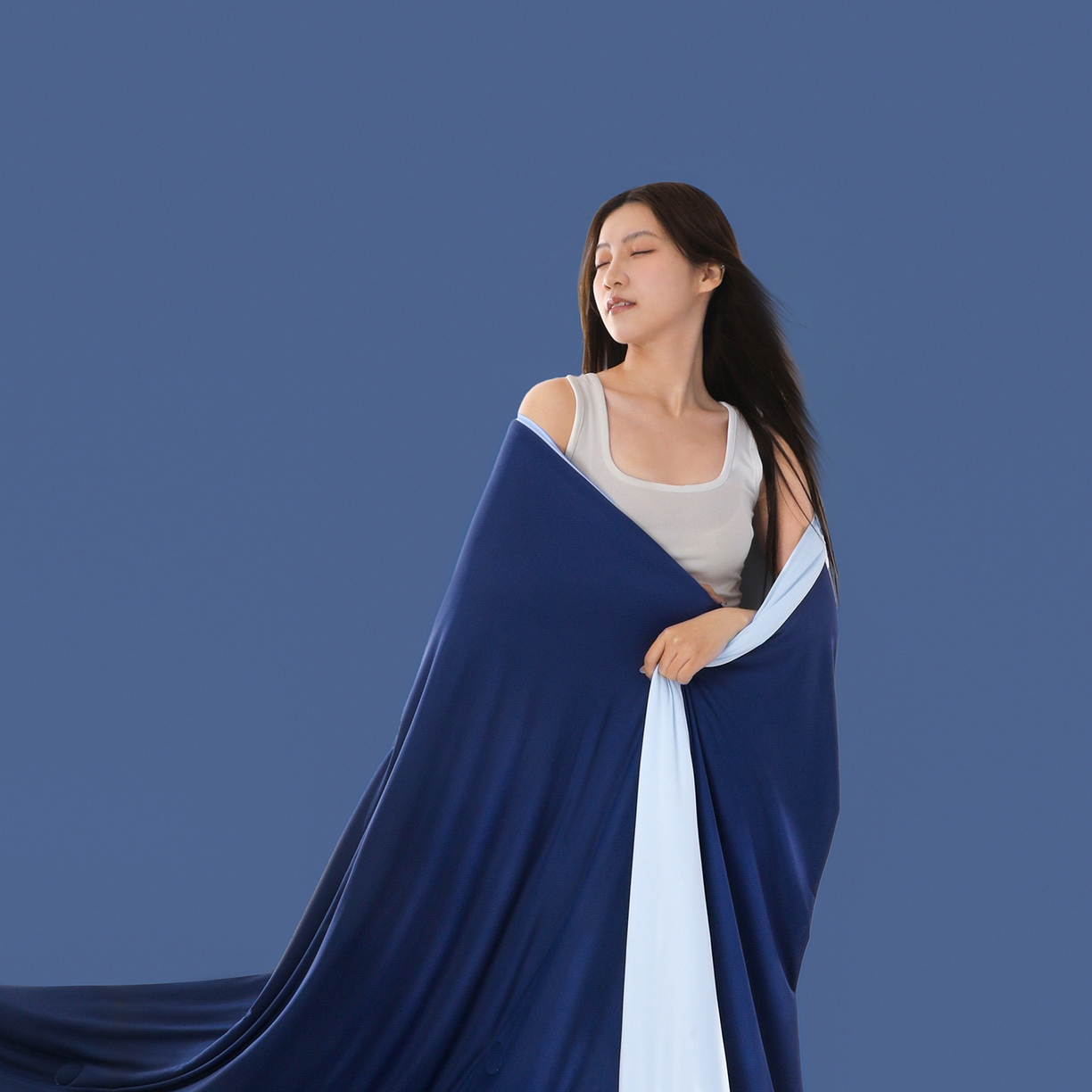 91家纺网 家纺一手货源 找家纺 寐眠 2026新款凉感纯色双拼夏被夏凉被空调被-风格一 墨兰冰糯