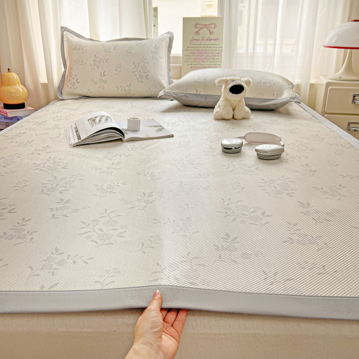 川悦生活 2026新款时尚数码印花冰藤席 芙娜小花