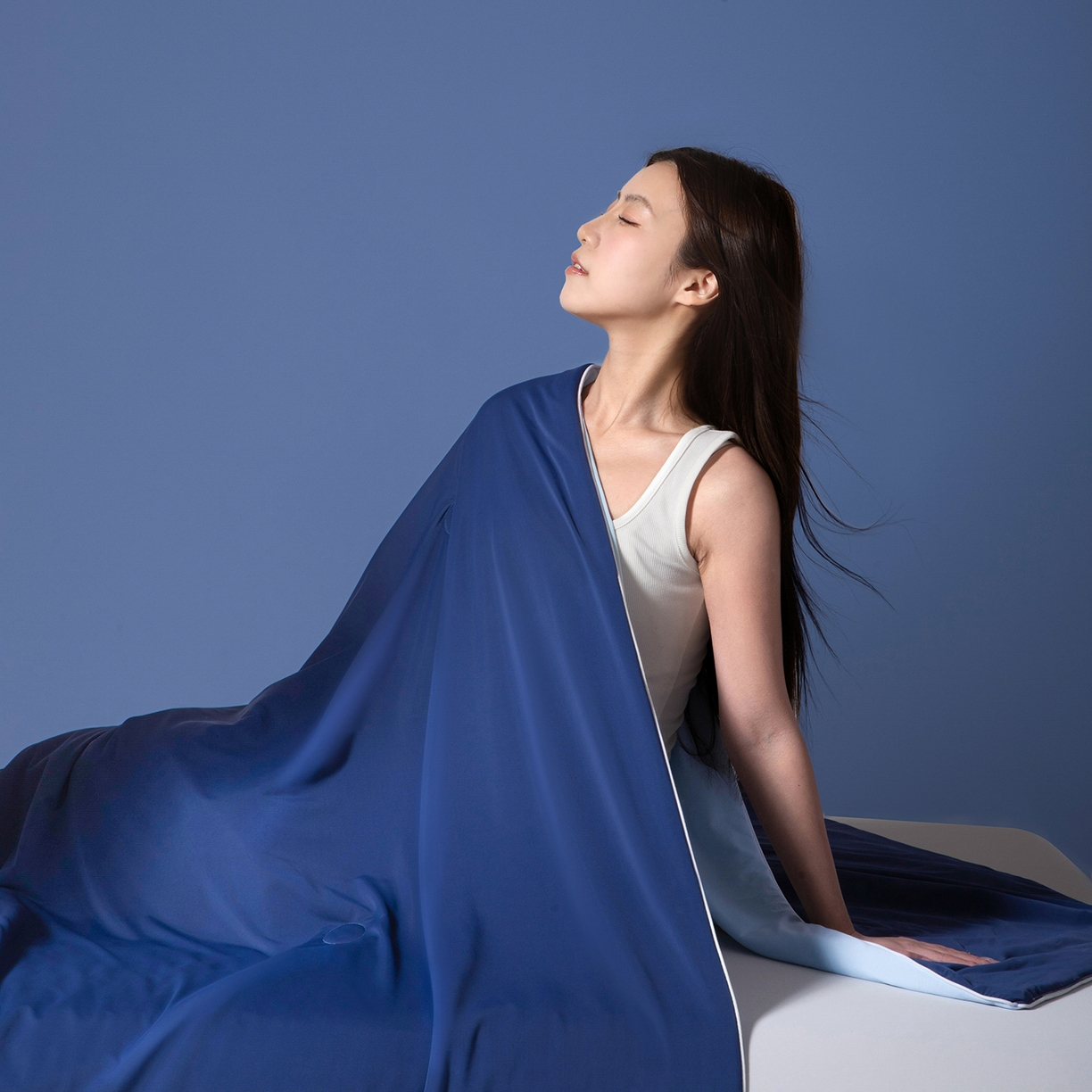 91家纺网 家纺一手货源 找家纺 寐眠 2026新款凉感纯色双拼夏被夏凉被空调被-风格一 墨兰冰糯