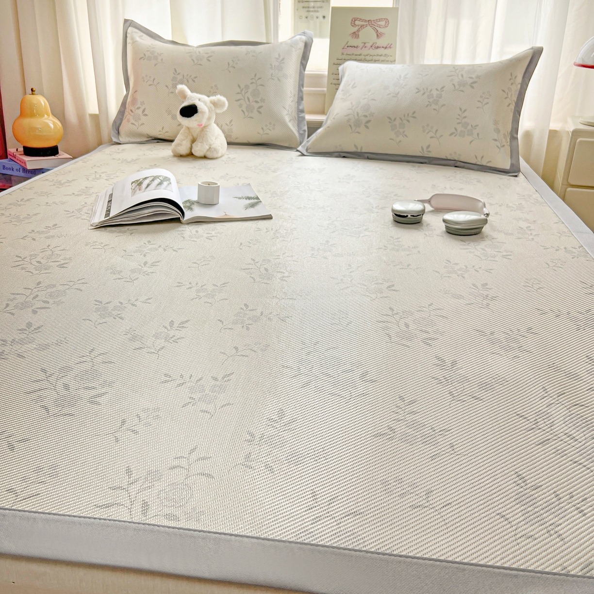 91家纺网 家纺一手货源 找家纺 川悦生活 2026新款时尚数码印花冰藤席 芙娜小花