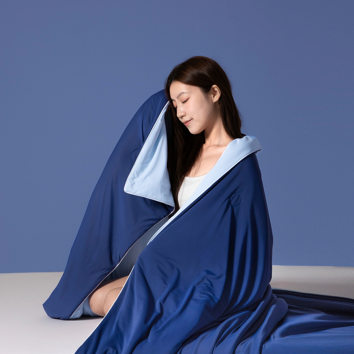 91家纺网 家纺一手货源 找家纺 寐眠 2026新款凉感纯色双拼夏被夏凉被空调被-风格一 墨兰冰糯