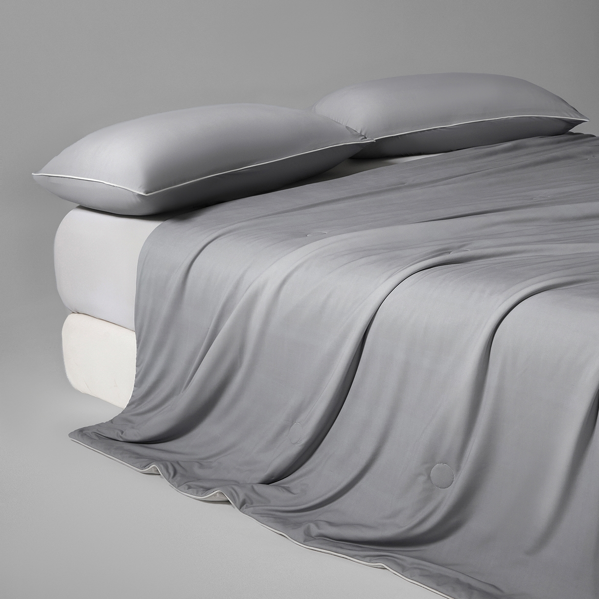 91家纺网 家纺一手货源 找家纺 寐眠 2026新款凉感纯色双拼夏被夏凉被空调被-风格一 暮灰静凉