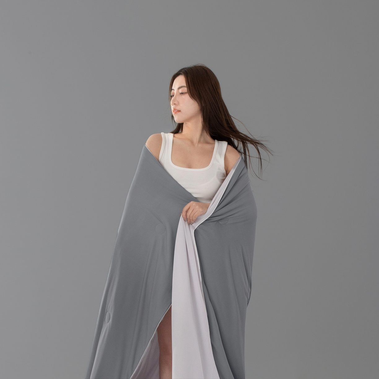 91家纺网 家纺一手货源 找家纺 寐眠 2026新款凉感纯色双拼夏被夏凉被空调被-风格一 暮灰静凉