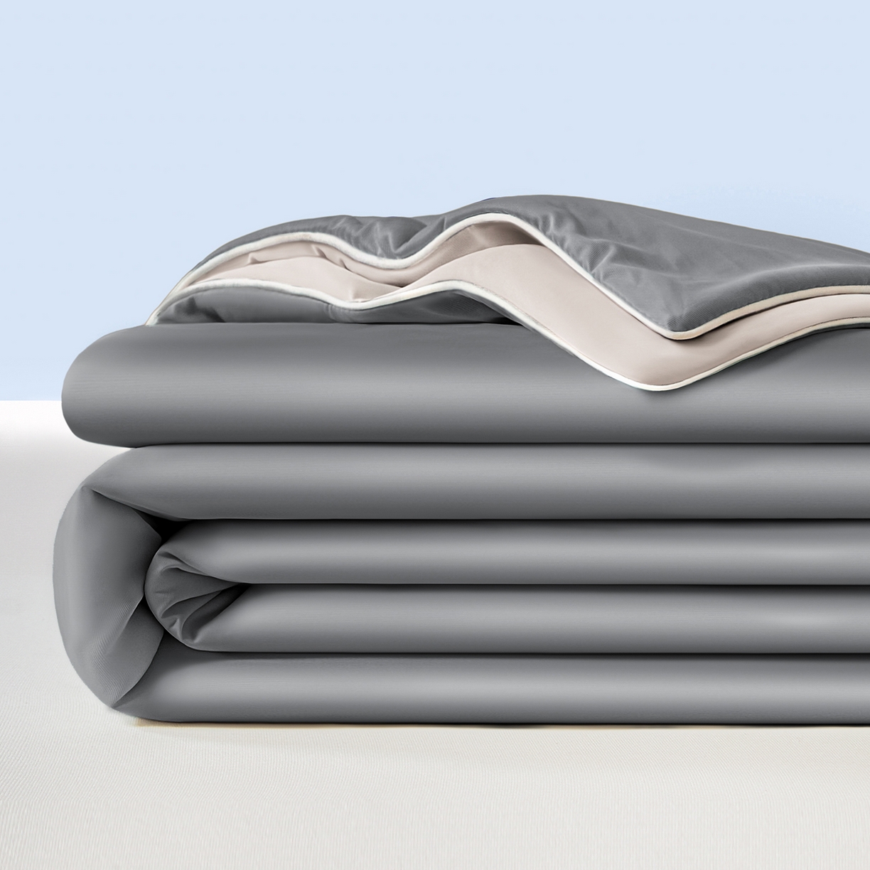 91家纺网 家纺一手货源 找家纺 寐眠 2026新款凉感纯色双拼夏被夏凉被空调被-风格一 暮灰静凉