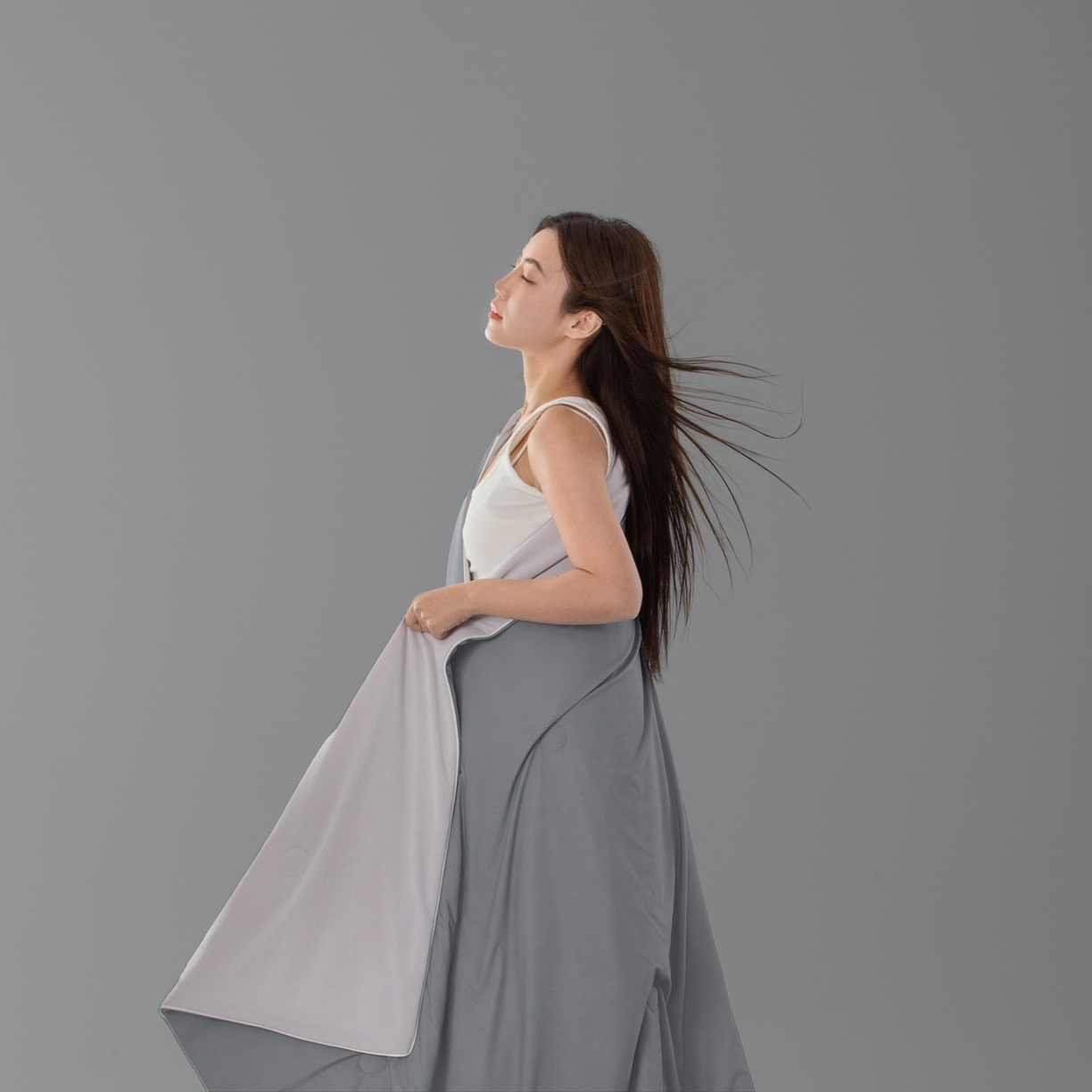 91家纺网 家纺一手货源 找家纺 寐眠 2026新款凉感纯色双拼夏被夏凉被空调被-风格一 暮灰静凉