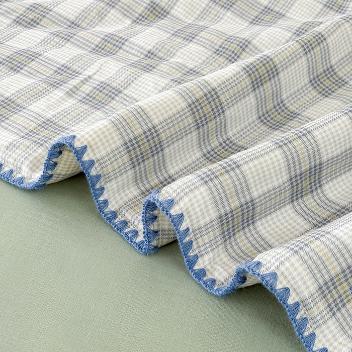 91家纺网 家纺一手货源 找家纺 爱她美家纺 2026新款A类全棉有氧双层纱大豆夏被夏凉被空调被四件套 格调-兰