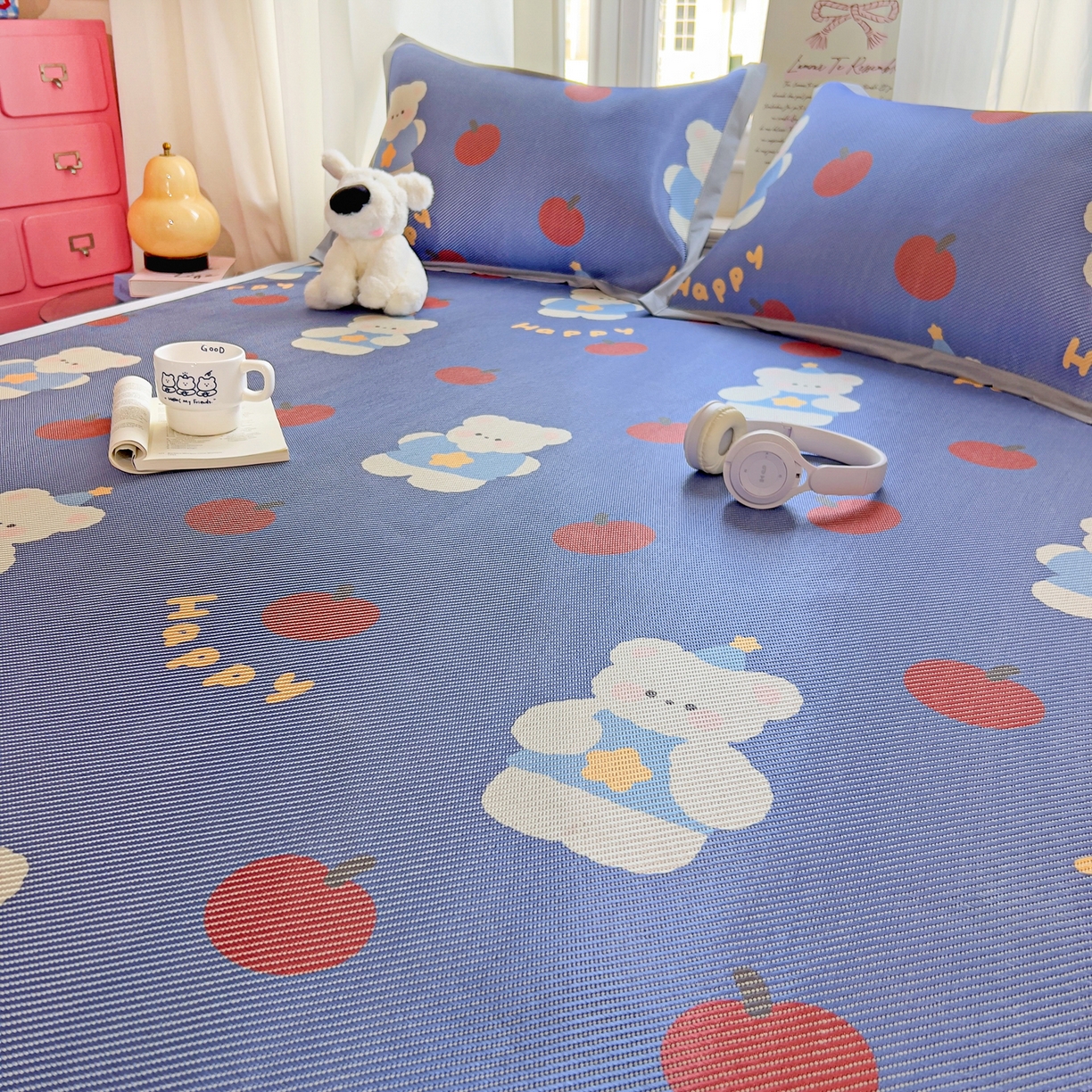 91家纺网 家纺一手货源 找家纺 川悦生活 2026新款时尚数码印花冰藤席 果果小熊