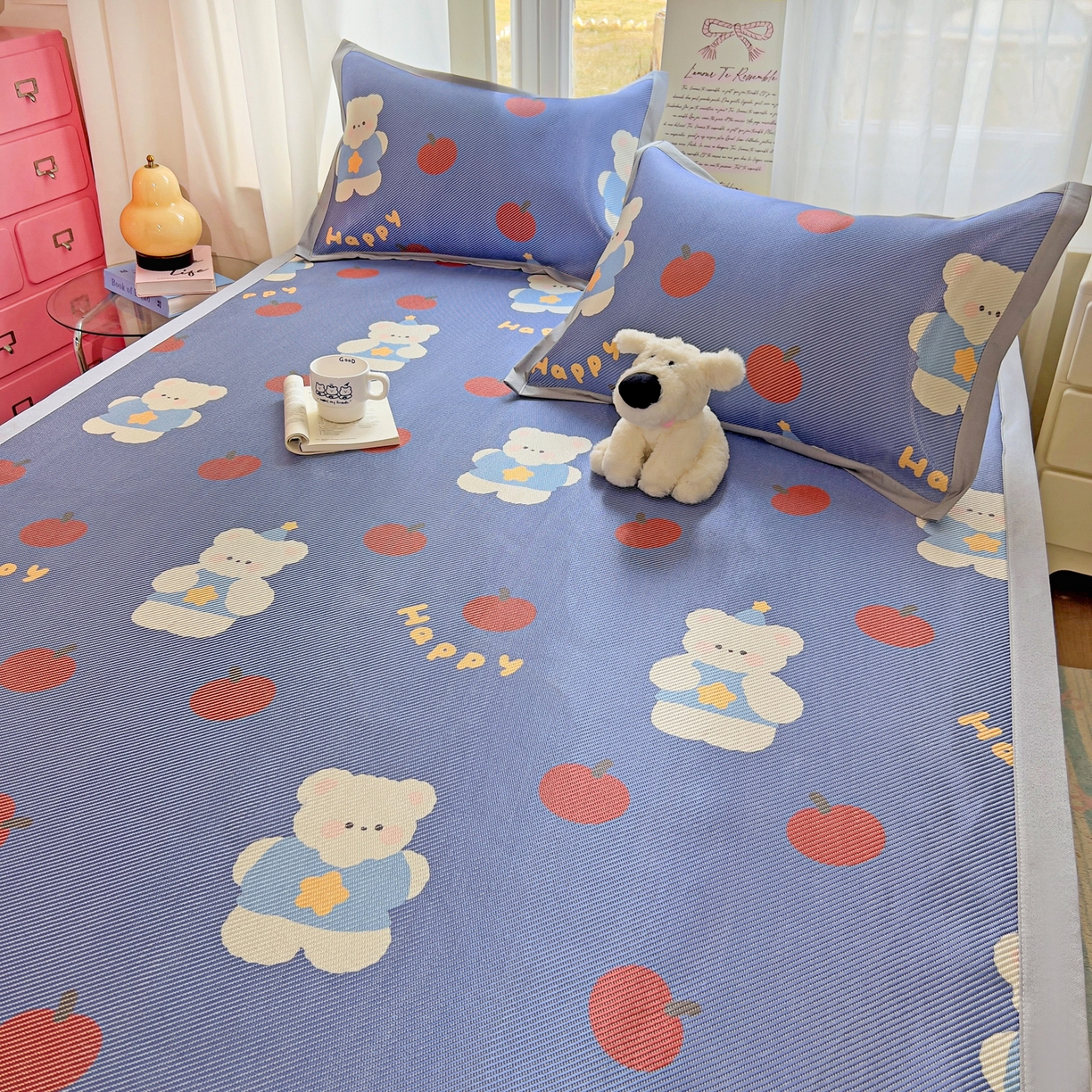 91家纺网 家纺一手货源 找家纺 川悦生活 2026新款时尚数码印花冰藤席 果果小熊