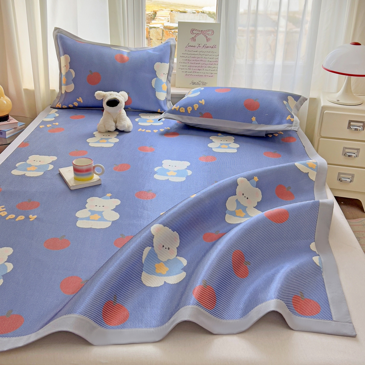 91家纺网 家纺一手货源 找家纺 川悦生活 2026新款时尚数码印花冰藤席 果果小熊