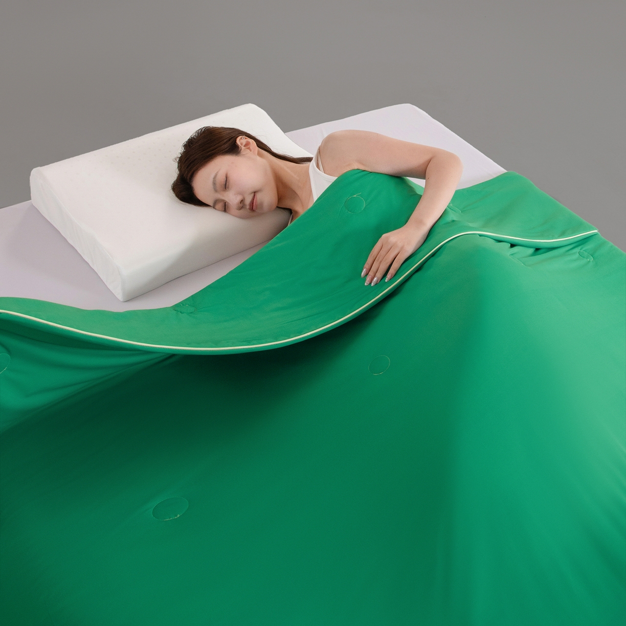 寐眠 2026新款凉感纯色双拼夏被夏凉被空调被-风格一 柠绿冰萃