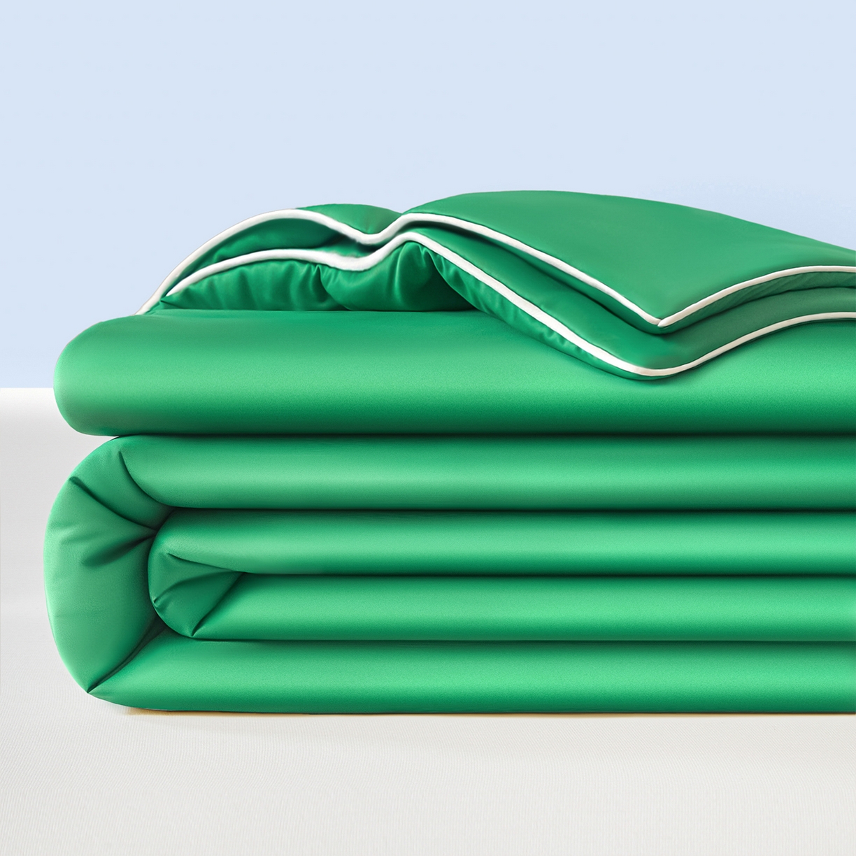 91家纺网 家纺一手货源 找家纺 寐眠 2026新款凉感纯色双拼夏被夏凉被空调被-风格一 柠绿冰萃