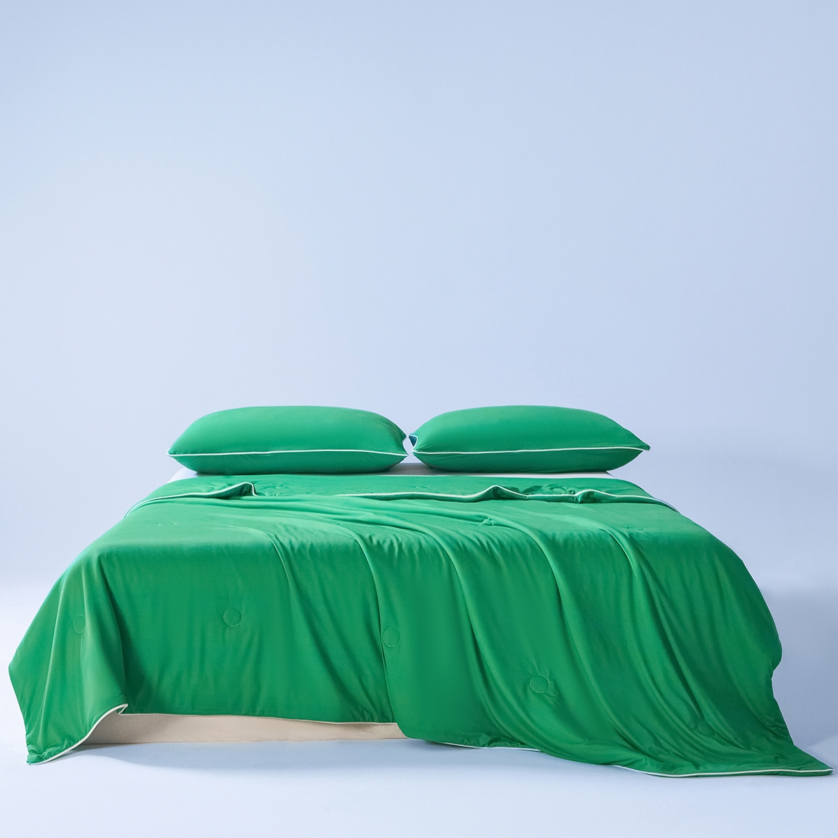 91家纺网 家纺一手货源 找家纺 寐眠 2026新款凉感纯色双拼夏被夏凉被空调被-风格一 柠绿冰萃