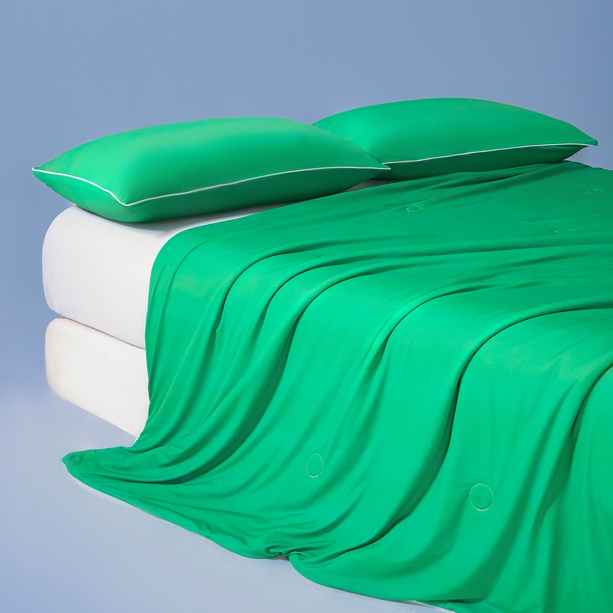 91家纺网 家纺一手货源 找家纺 寐眠 2026新款凉感纯色双拼夏被夏凉被空调被-风格一 柠绿冰萃