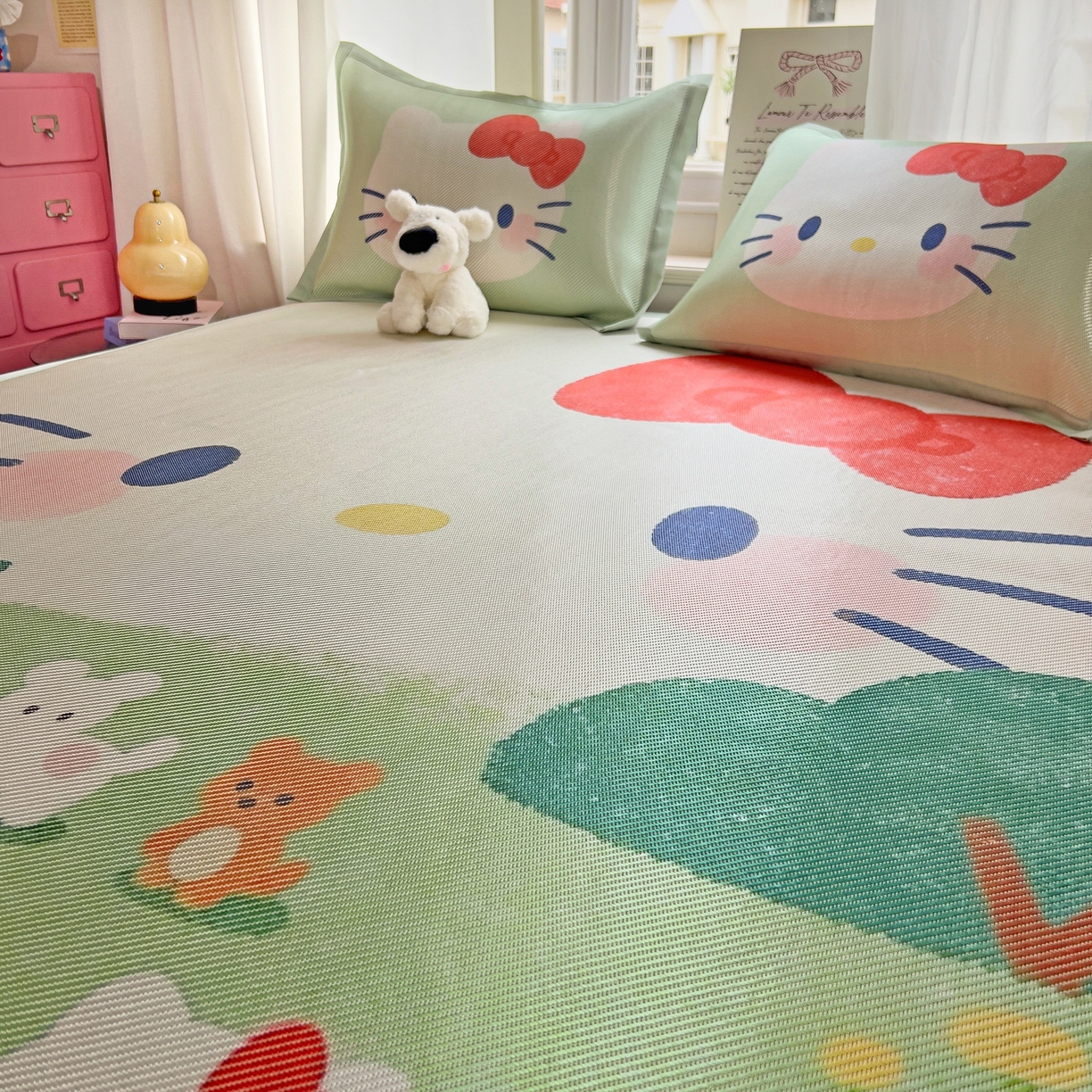 91家纺网 家纺一手货源 找家纺 川悦生活 2026新款时尚数码印花冰藤席 快乐小喵岛