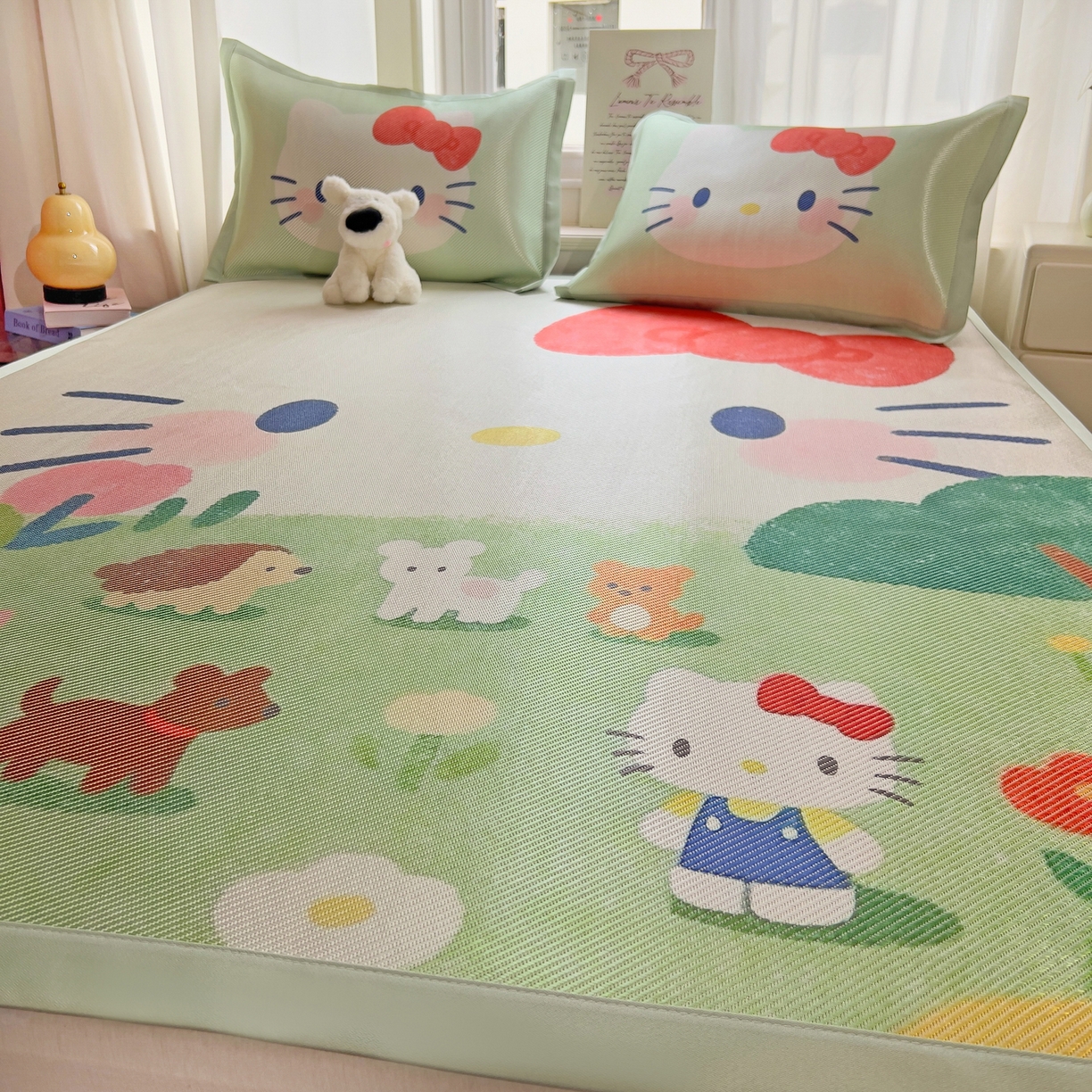 91家纺网 家纺一手货源 找家纺 川悦生活 2026新款时尚数码印花冰藤席 快乐小喵岛