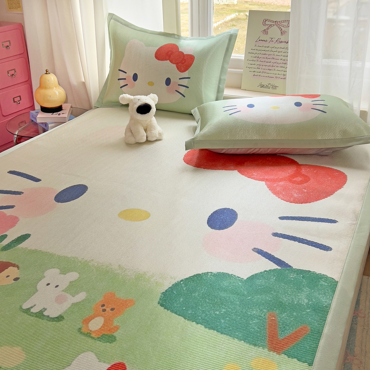 91家纺网 家纺一手货源 找家纺 川悦生活 2026新款时尚数码印花冰藤席 快乐小喵岛