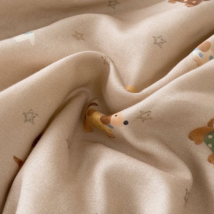 91家纺网 家纺一手货源 找家纺 爱她美家纺 2026新款A类全棉有氧双层纱大豆夏被夏凉被空调被四件套 腊肠犬-咖