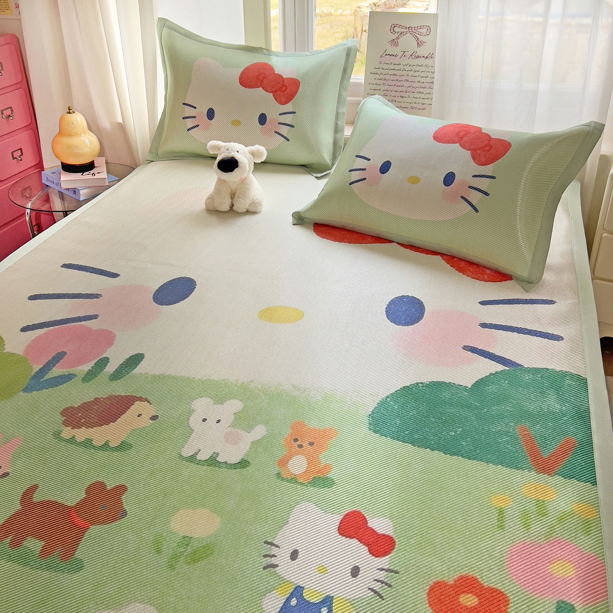 91家纺网 家纺一手货源 找家纺 川悦生活 2026新款时尚数码印花冰藤席 快乐小喵岛