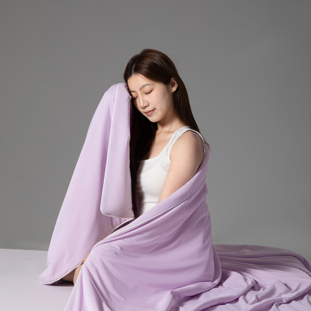 91家纺网 家纺一手货源 找家纺 寐眠 2026新款凉感纯色双拼夏被夏凉被空调被-风格一 葡萄冰酪