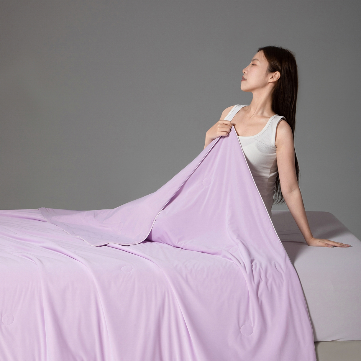 91家纺网 家纺一手货源 找家纺 寐眠 2026新款凉感纯色双拼夏被夏凉被空调被-风格一 葡萄冰酪