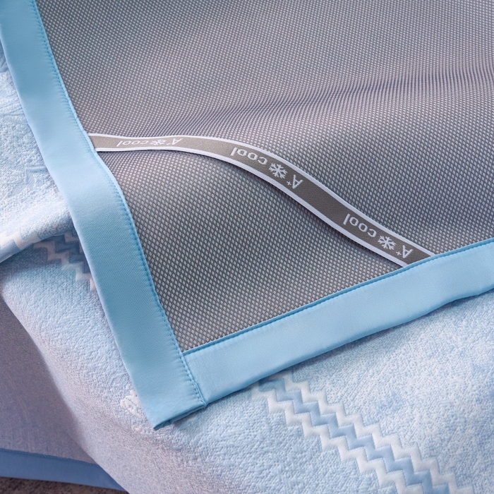 91家纺网 家纺一手货源 找家纺 雅诗帛 2026新款提花PE凉感冰丝席三件套 木兰-直角蓝