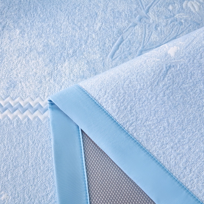 91家纺网 家纺一手货源 找家纺 雅诗帛 2026新款提花PE凉感冰丝席三件套 木兰-直角蓝