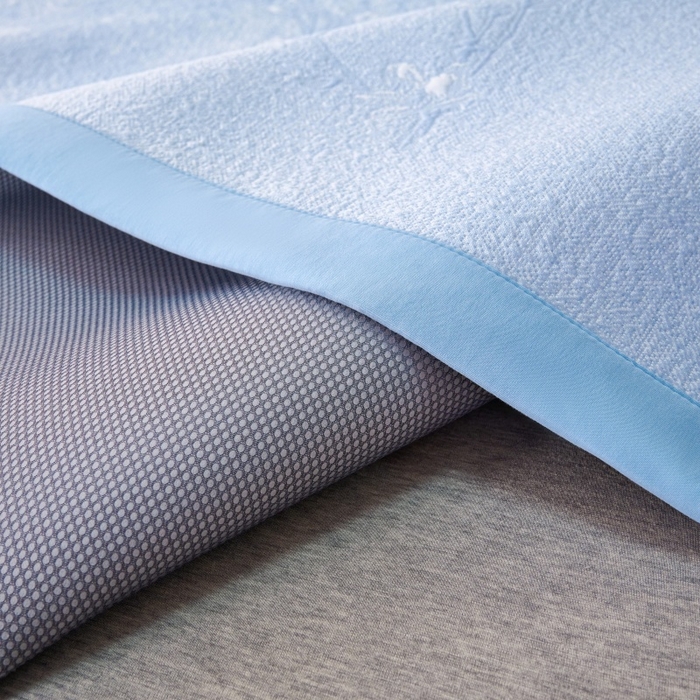 91家纺网 家纺一手货源 找家纺 雅诗帛 2026新款提花PE凉感冰丝席三件套 木兰-直角蓝