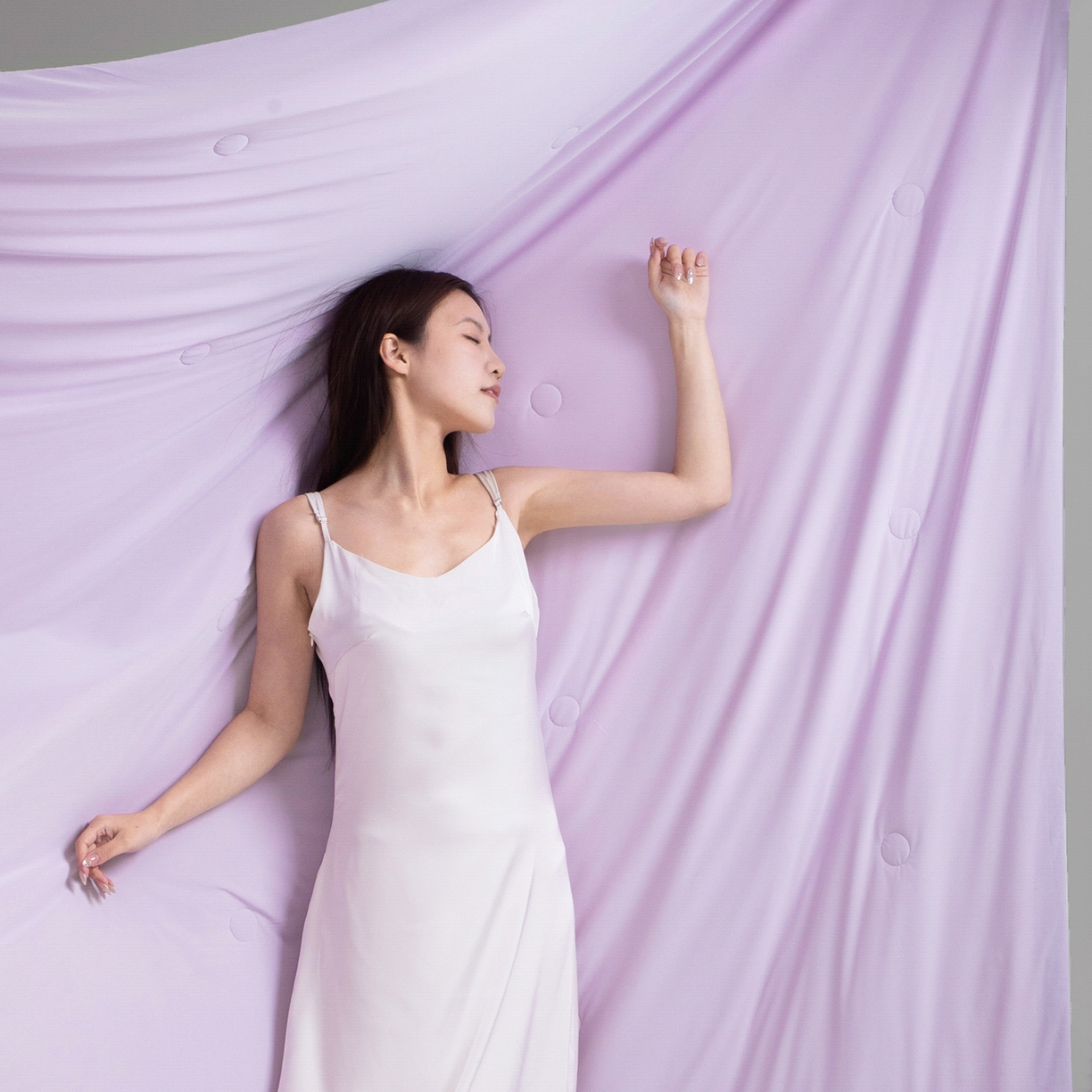 91家纺网 家纺一手货源 找家纺 寐眠 2026新款凉感纯色双拼夏被夏凉被空调被-风格一 葡萄冰酪