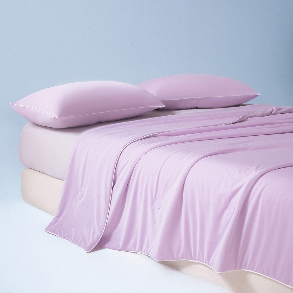 91家纺网 家纺一手货源 找家纺 寐眠 2026新款凉感纯色双拼夏被夏凉被空调被-风格一 葡萄冰酪