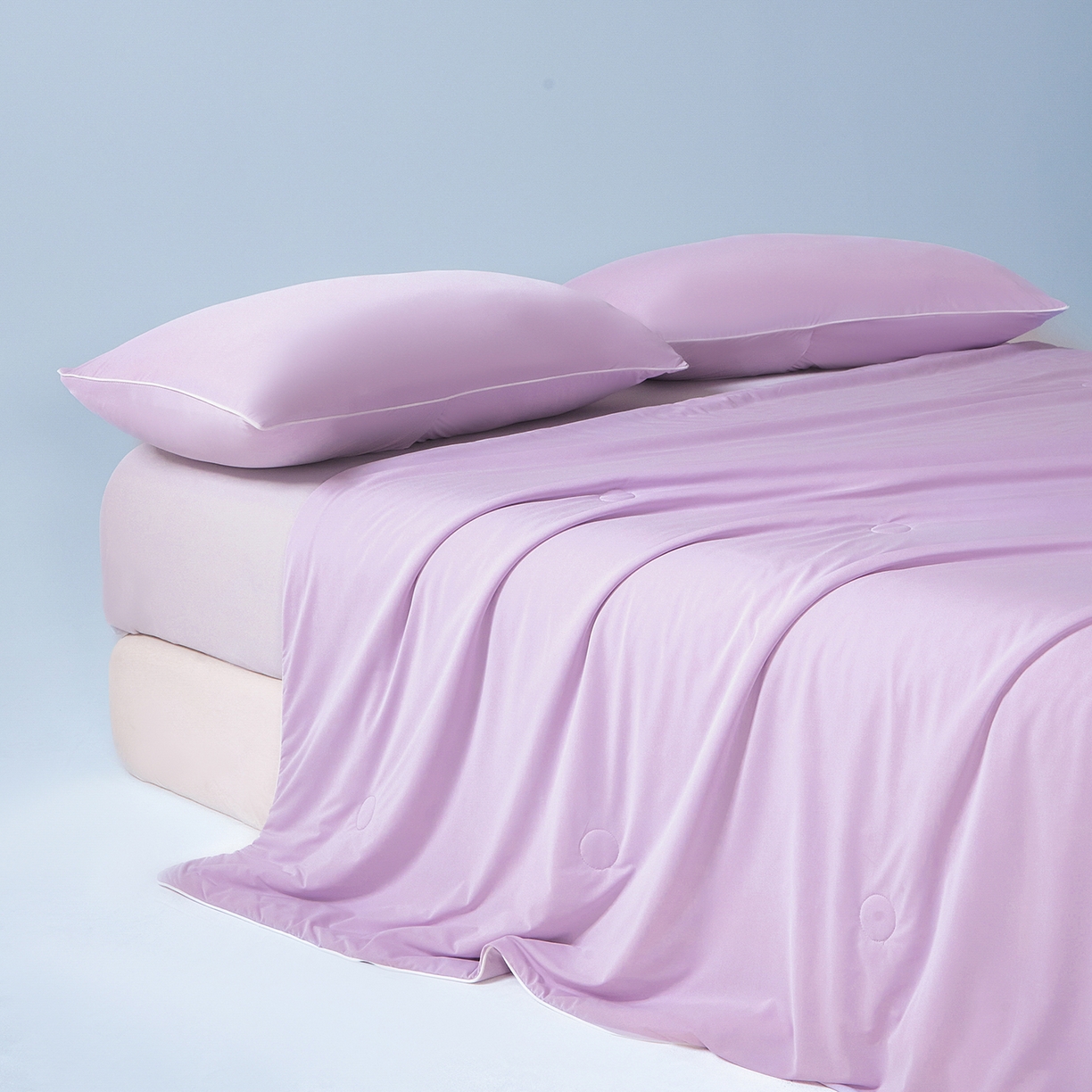 91家纺网 家纺一手货源 找家纺 寐眠 2026新款凉感纯色双拼夏被夏凉被空调被-风格一 葡萄冰酪