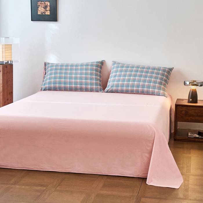 91家纺网 家纺一手货源 找家纺 春皖家纺 2026春夏新款全棉纯棉水洗棉四件套 摩尔蓝