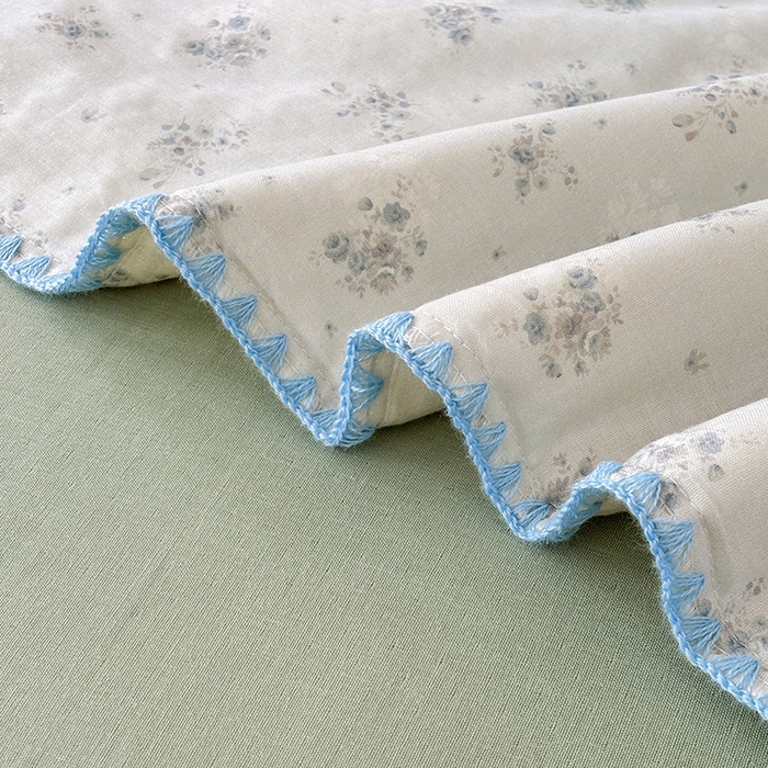 91家纺网 家纺一手货源 找家纺 爱她美家纺 2026新款A类全棉有氧双层纱大豆夏被夏凉被空调被四件套 琉夏-绿