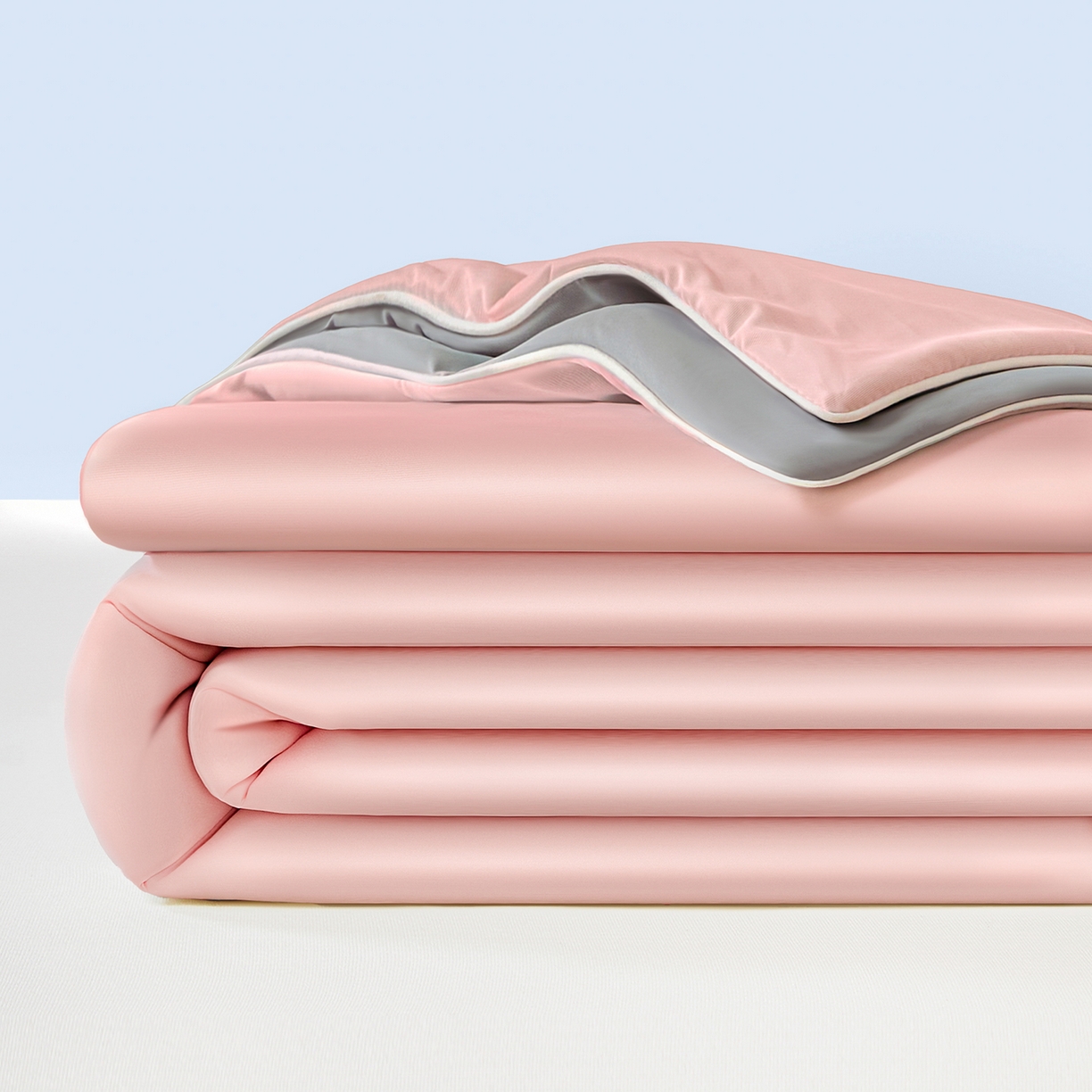 91家纺网 家纺一手货源 找家纺 寐眠 2026新款凉感纯色双拼夏被夏凉被空调被-风格一 桃桃凉夏