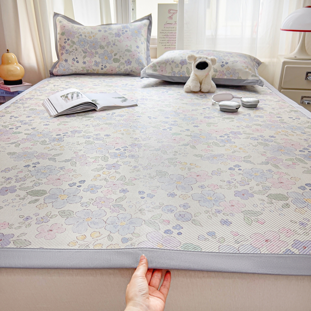 川悦生活 2026新款时尚数码印花冰藤席 兰铃花园